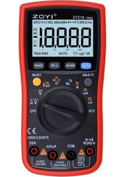 ZT-219 True Rms Ac Dc Gerilim Akım Ölçer Ampermetre Dijital Ölçü Aleti