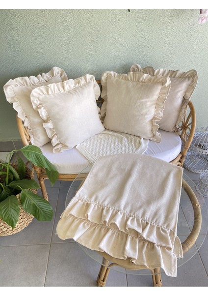 Keten Bohem Fırfırlı Vintage Çok Amaçlı Çift Kat Runner Set fiyatları