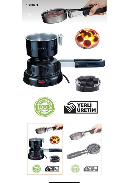 Siyah Mini Nargile Köz Yakma & Kömür Yakma Makinesi