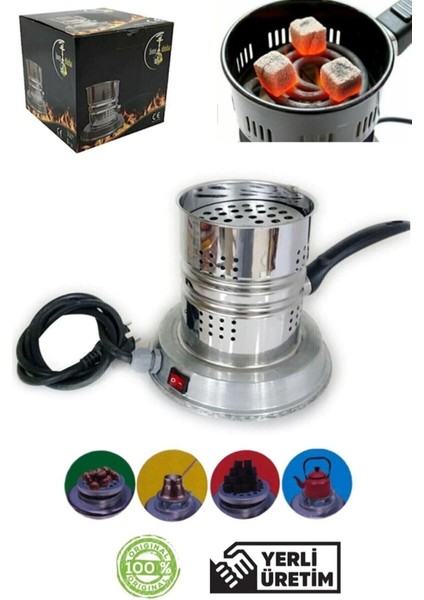 Gümüş Nargile Köz Yakma & Kömür Yakma MAKINESI+2ADET Kömür Hediyeli