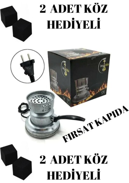 Gümüş Nargile Köz Yakma & Kömür Yakma MAKINESI+2ADET Kömür Hediyeli