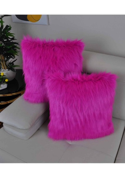 Fuşya Peluş Kırlent Kılıfı, Ithal Premium Kumaş, Kare Tasarım fiyatları