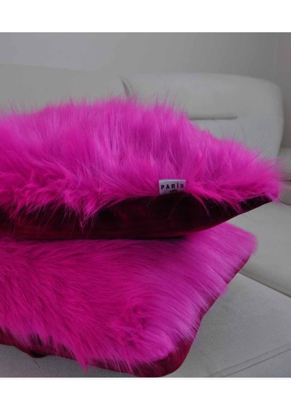 Fuşya Peluş Kırlent Kılıfı, Ithal Premium Kumaş, Kare Tasarım modelleri