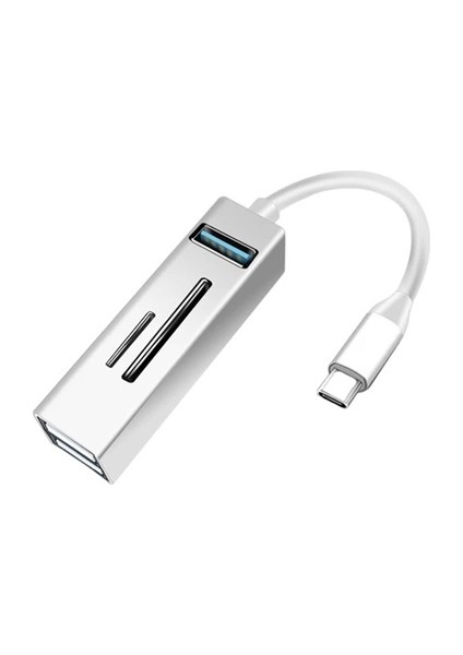 Type-C To 3xusb + Sd + Microsd Kart Okuyucu Çevirici Adaptör