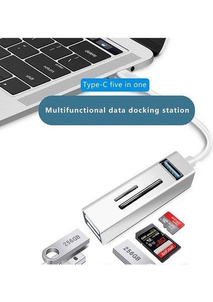 Type-C To 3xusb + Sd + Microsd Kart Okuyucu Çevirici Adaptör fırsatları