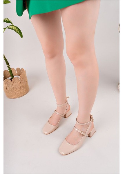 Bordo Rugan Kadın Kare Küt Burunlu Topuklu Ayakkabı modelleri