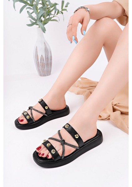 Siyah Kadın Günlük Şık Terlik