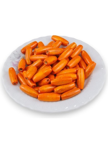 12 mm Arpa Koyu Turuncu (22X6 mm) Ahşap Boncuk 35 gr (70 Adet) fiyatları