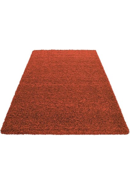 Yüksek Tüylü 30 mm Hav Yüksekliğinde Düz Turuncu Renkli Shaggy Halı indirimleri
