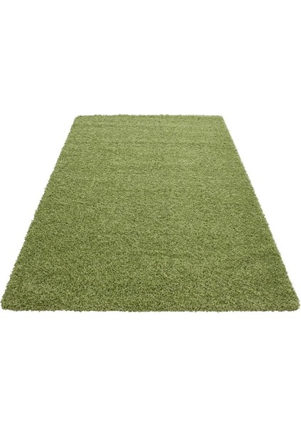 Yüksek Tüylü 30 mm Hav Yüksekliğinde Düz Yeşil Renkli Shaggy Halı indirimleri