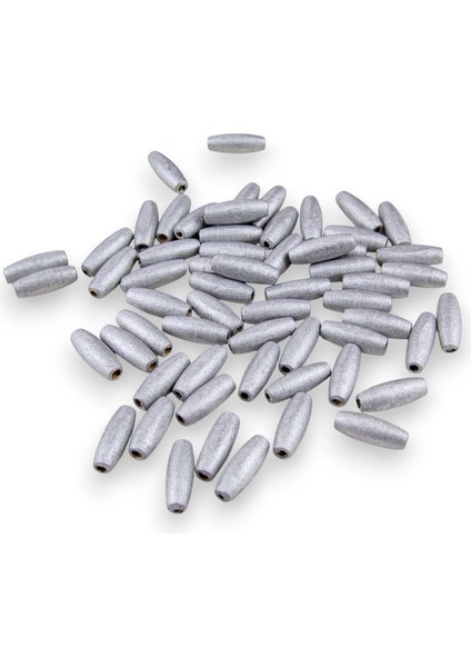 12 mm Arpa Gümüş (22X6 mm) Ahşap Boncuk 35 gr (70 Adet)