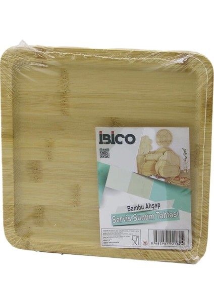 Kare Ahşap Bambu Servis Sunum Tepsi - Tahtası Mini Tepsi 20 x 20 x 1.4cm (4887)