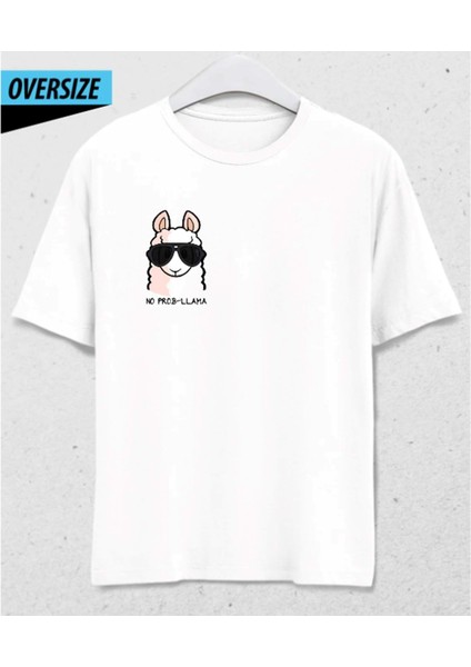 Zero Stress Mode – No Problama Oversize T-Shirt Beyaz