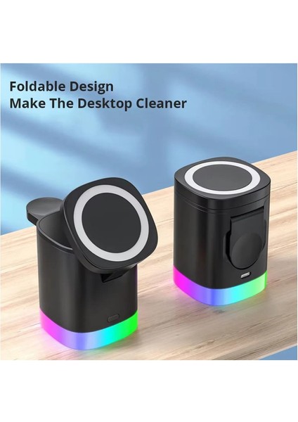 3in1 Magsafe Uyumlu 15W Rgb Kablosuz Şarj Standı Iphone Android Telefonlar, Apple Watch Saatler modelleri
