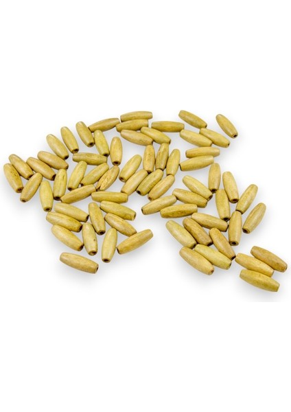 12 mm Arpa Krem (22X6 mm) Ahşap Boncuk 35 gr (70 Adet)