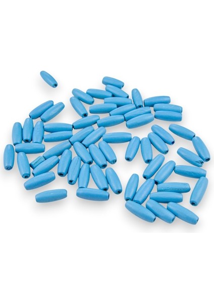 12 mm Arpa Açık Mavi (22X6 mm) Ahşap Boncuk 35 gr (70 Adet)