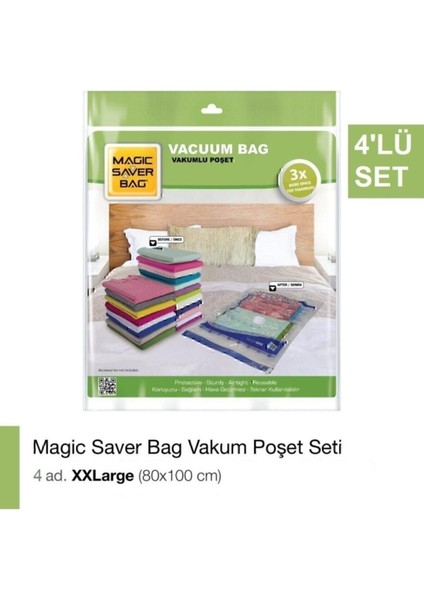 Tr 4 Adet Vakumlu Hurç Özel Seti Büyük Paket (4 Xxl) Şönil Yeşil 4 fiyatları