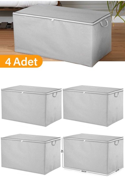 Gri 4 Adet - Mega Boy Gri Benekli Yorgan Hurcu - 100X50X50 cm 75 x 45 4 Polipropilen