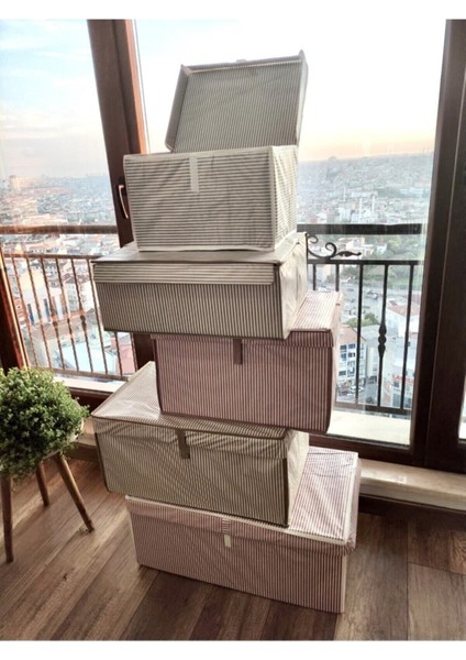 5 Kahverengi 5 Adet - Kapaklı Çok Amaçlı Çamaşır-Saklama-Düzenleme Vb Hurç, Kutu Baza 50X40X19 Tr K fırsatları