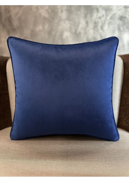 Kadife Kırlent Kılıfı 43X43CM, Ipek Dokusu, Lacivert Renk