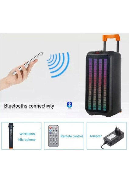 Taşınabilir Büyük Boy Rgb Işıklı Bluetooth Mikrofonlu Hoparlör