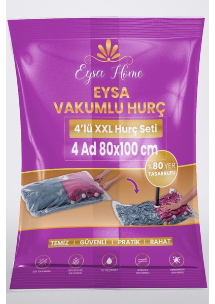 4 4'lü Xxl Eysa Vakumlu Hurç (80X100 Cm) Turuncu Tr Plastik Type 0 fiyatları
