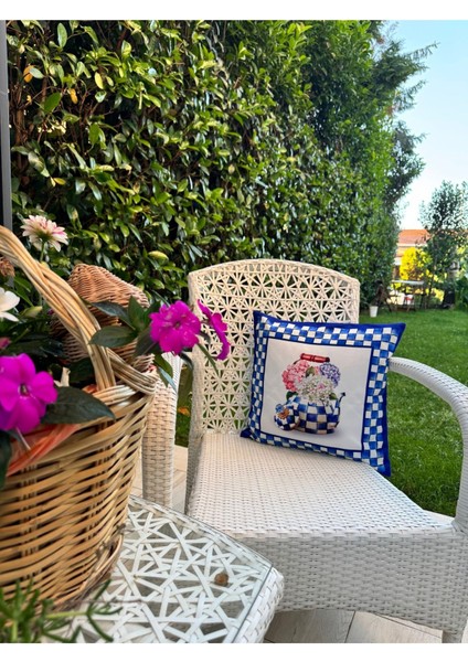Mavi Damalı Desen Uyumlu Kırlent Kılıfı, Şık ve Dekoratif Ev Aksesuarı modelleri