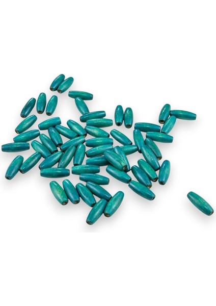12 mm Arpa Petrol Mavisi (22X6 mm) Ahşap Boncuk 35 gr (70 Adet)
