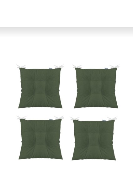 Haki 4'lü Pofuduk Kare Sandalye Minderi 40×40, Şık ve Rahat Oturma Deneyimi Sağlar.