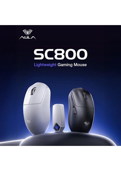 SC800 Lightweight PAW3395 Sensor 26000 Dpı 8000Hz Kablolu ve Kablosuz Gaming Oyuncu Mouse Siyah