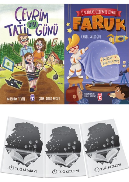 Çevrim Dışı Tatil Günü ve Uzaydaki Gizem Li Robot - Faruk 2li Set + Hediyeli