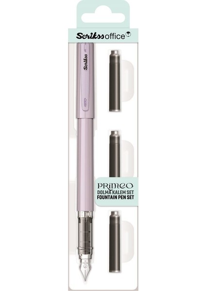 Primeo Dolma Kalem Set M Uç Lila (3'lü Mavi Kartuş)