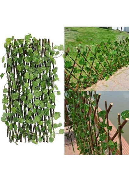 Ayarlanabilir Akordeon Dekoratif Yapay Sarmaşıklı Çit 3X120 cm