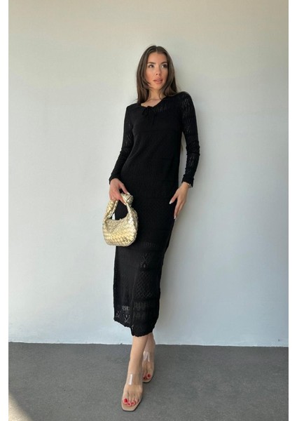 Siyah Astarlı Triko Elbise fiyatları