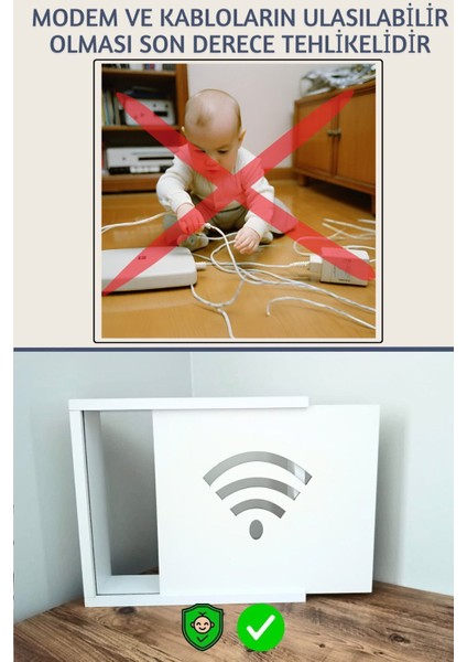Beyaz Wi-Fi Desenli Modem ve Sigorta Saklama Kutusu, 40CM x 33CM modelleri