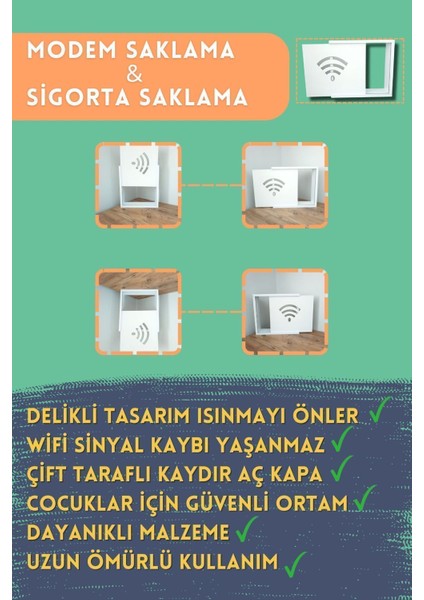 Beyaz Wi-Fi Desenli Modem ve Sigorta Saklama Kutusu, 40CM x 33CM indirimleri