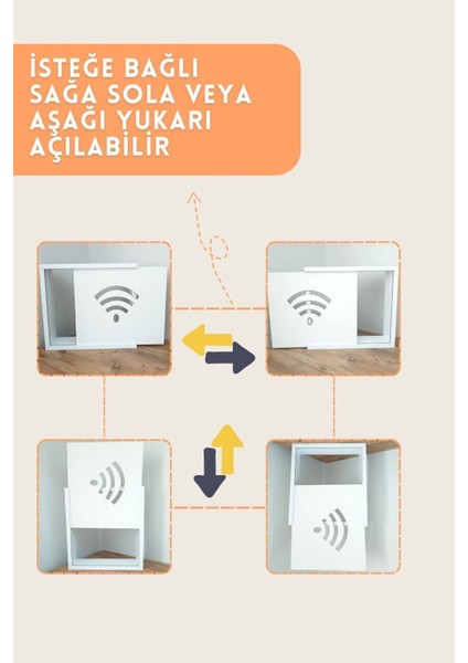 Beyaz Wi-Fi Desenli Modem ve Sigorta Saklama Kutusu, 40CM x 33CM
