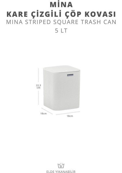 Beyaz Çizgili Kare Çöp Kovası, Şık ve Kullanışlı Tasarım modelleri