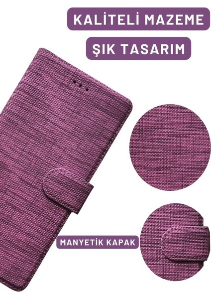 Samsung Galaxy J4 2018 SM-J400F Uyumlu Kart ve Para Bölmeli Standlı Cüzdanlı Kılıf - Mor