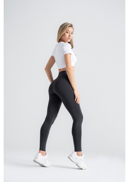 Kadın Toparlayıcı Tayt – Siyah Nervürlü Yüksek Bel Slim Fit, Dar Paça Sporcu Tayt fiyatları