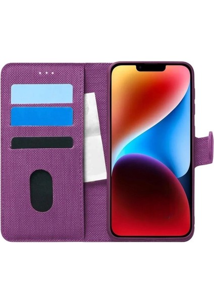 Oppo Ax 7 Uyumlu Kart ve Para Bölmeli Standlı Cüzdanlı Kılıf - Mor