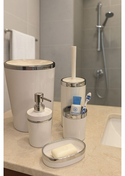 5'li Yuvarlak Banyo Seti, Akrilik, Çöp Kovası, Wc Fırçalık, Sabunluk, Diş Fırçalık, El Sabunluk fiyatları