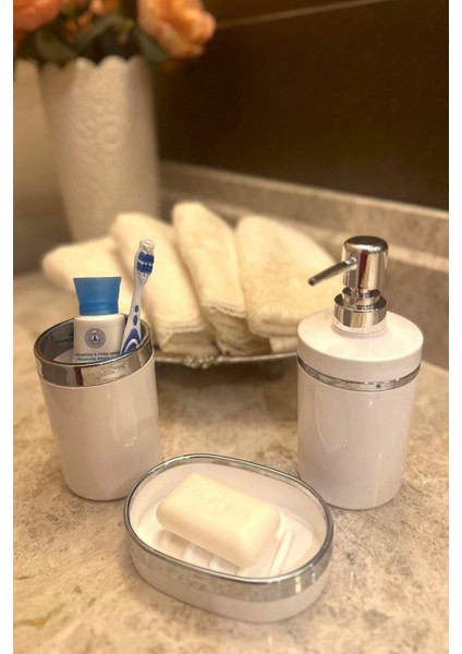5'li Yuvarlak Banyo Seti, Akrilik, Çöp Kovası, Wc Fırçalık, Sabunluk, Diş Fırçalık, El Sabunluk fırsatları