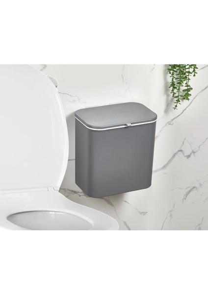 Gri Çift Yönlü Kapaklı Mutfak ve Banyo Çöp Kutusu, Tezgah ve Dolaba Takılır