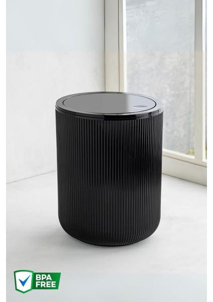 4,5 Lt Siyah Yuvarlak Çöp Kovası, Banyo ve Mutfak Için, Pratik ve Şık Tasarım