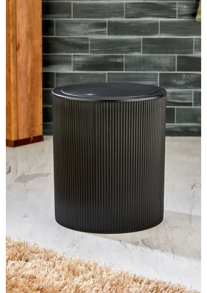 Şık Çizgili Yuvarlak Kapaklı Klikli Çöp Kovası, Banyo ve Mutfak Için