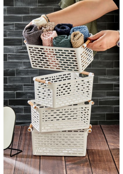 4 Adet Çok Amaçlı Plastik Tutacaklı Organizer Sepet Dolap Içi & Çekmece Düzenleyici Beyaz fırsatları