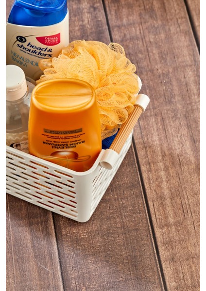 4 Adet Çok Amaçlı Plastik Tutacaklı Organizer Sepet Dolap Içi & Çekmece Düzenleyici Beyaz