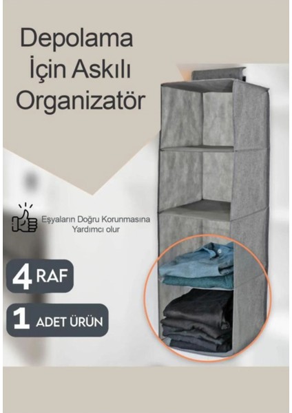 4 Bölmeli Katmanlı Cepli Askılı Elbise Giysi Dolap Katlanabilir Giysi Saklama Rafları Düzenleyici modelleri