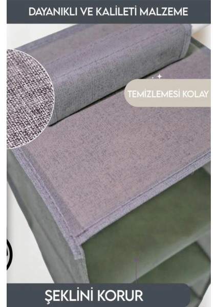 4 Bölmeli Katmanlı Cepli Askılı Elbise Giysi Dolap Katlanabilir Giysi Saklama Rafları Düzenleyici